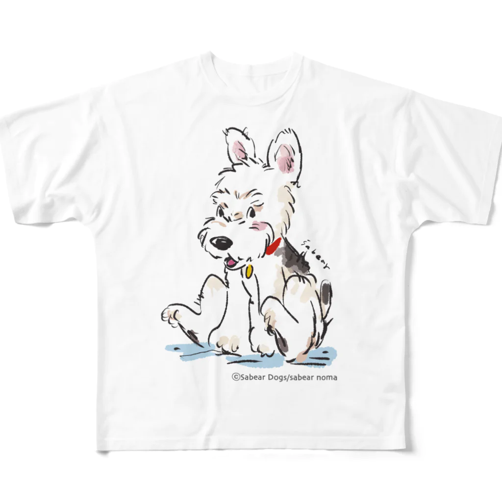 obosa_DENS/SABEAR_shop ＠SUZURIの立ち耳ワイヤーFOX_ウェア All-Over Print T-Shirt