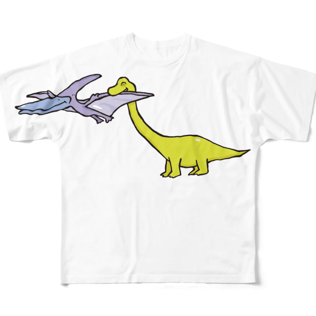 カタオカナオのカムカム恐竜（プテラノドン×ブラキオサウルス） All-Over Print T-Shirt