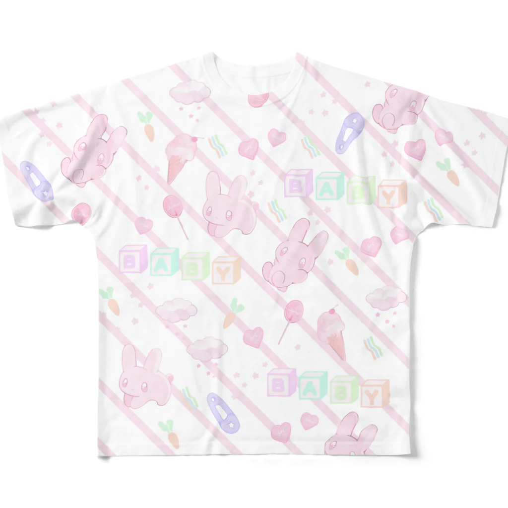 ガブリイズムのウサギ・パターン・ファンシー(☆) All-Over Print T-Shirt