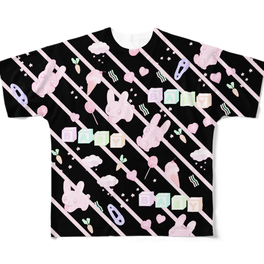 ガブリイズムのウサギ・パターン・ファンシー(★) All-Over Print T-Shirt