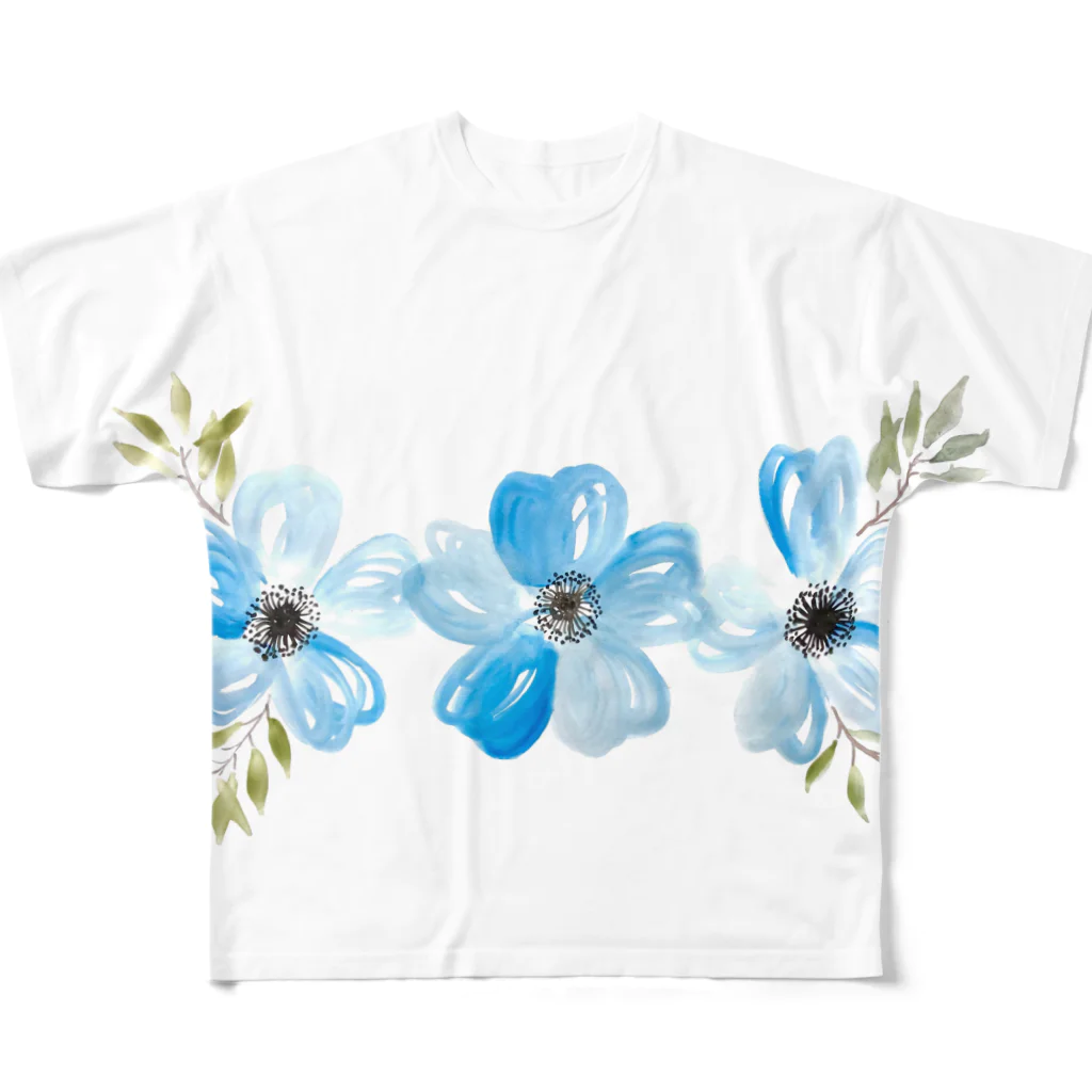 nonbirieartのお花デザイン All-Over Print T-Shirt