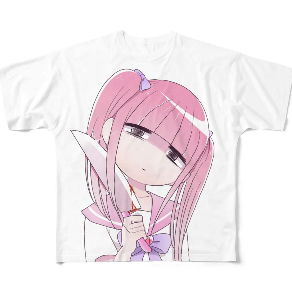 💗江崎びす子officialスズリ💗のクビキリげんまん フルグラフィックTシャツ