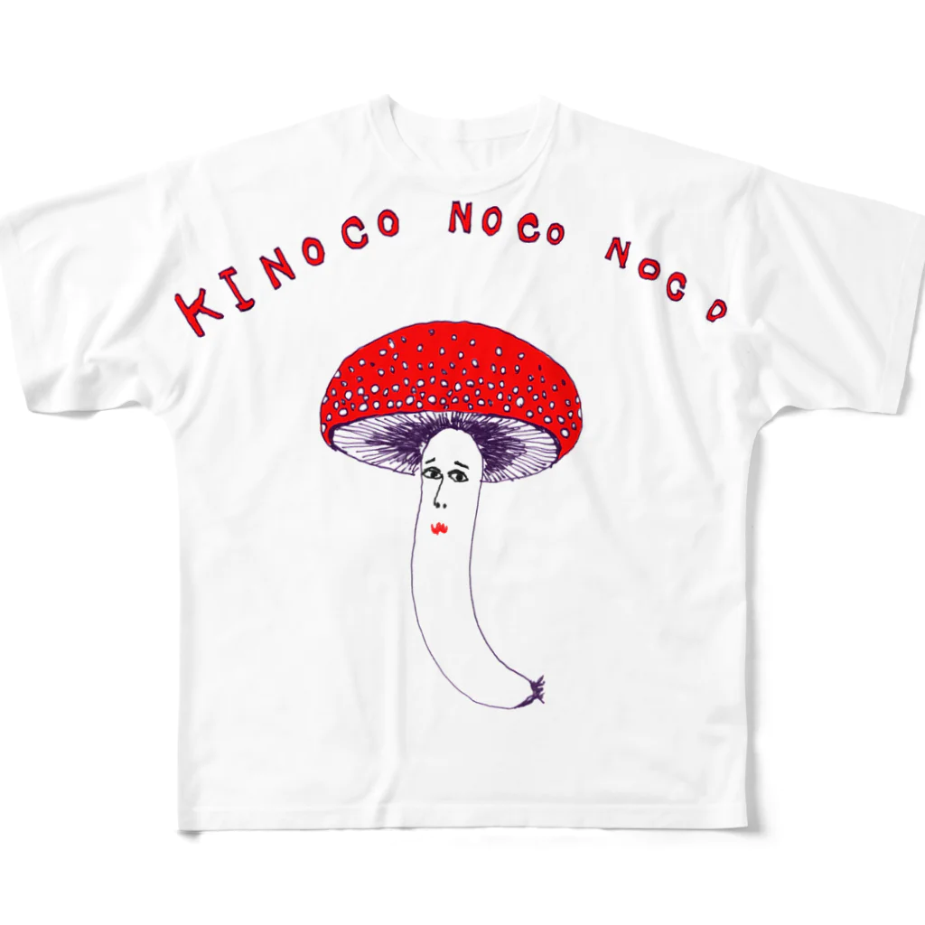 NIKORASU GOのきのこ　のこのこ フルグラフィックTシャツ