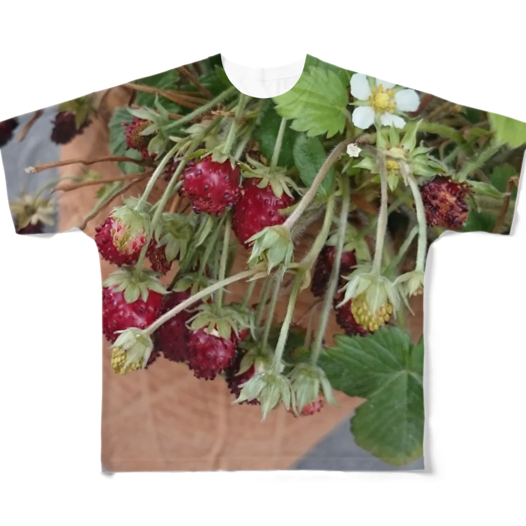 メロンのワイルドストロベリー①(フラワー) All-Over Print T-Shirt
