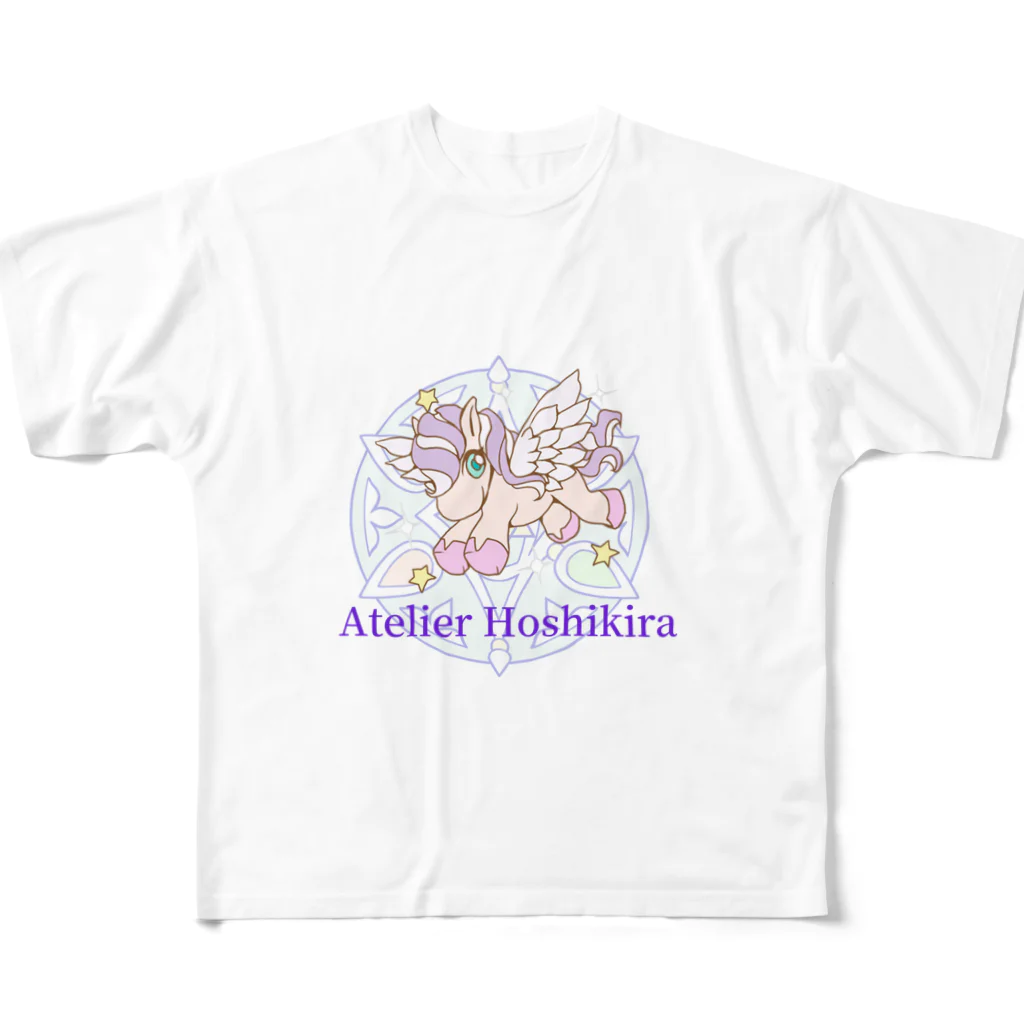 ★アトリエ ホシキラ★のアトリエホシキラロゴ＆ペガ フルグラフィックTシャツ