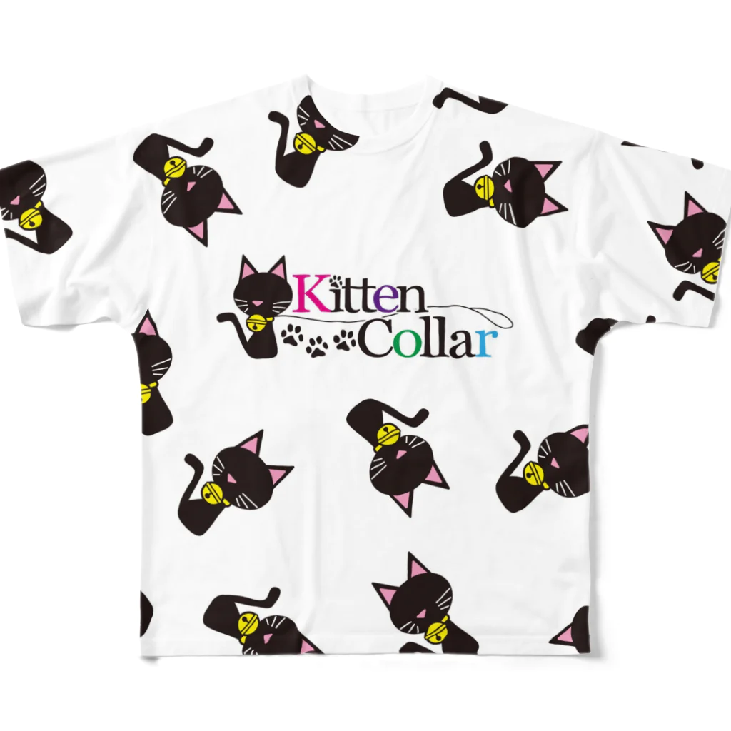 KittenCollar@仔猫の首輪のロゴ全面T フルグラフィックTシャツ