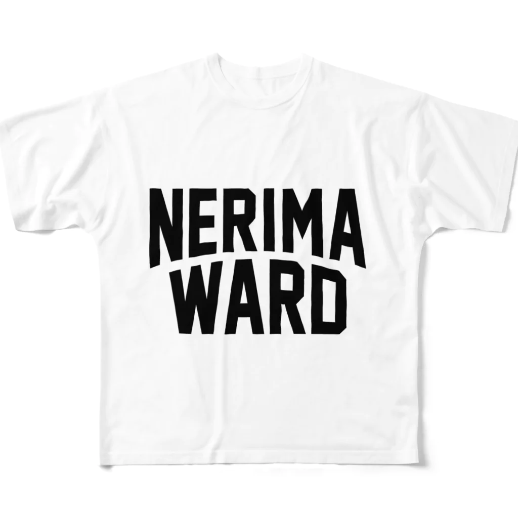 JIMOTO Wear Local Japanの練馬区 NERIMA WARD ロゴブラック フルグラフィックTシャツ