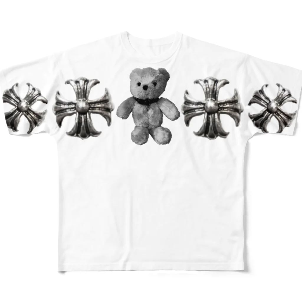 💜Salon de Lucia💜のGreek Crosses Teddy - monochrome All-Over Print T-Shirt