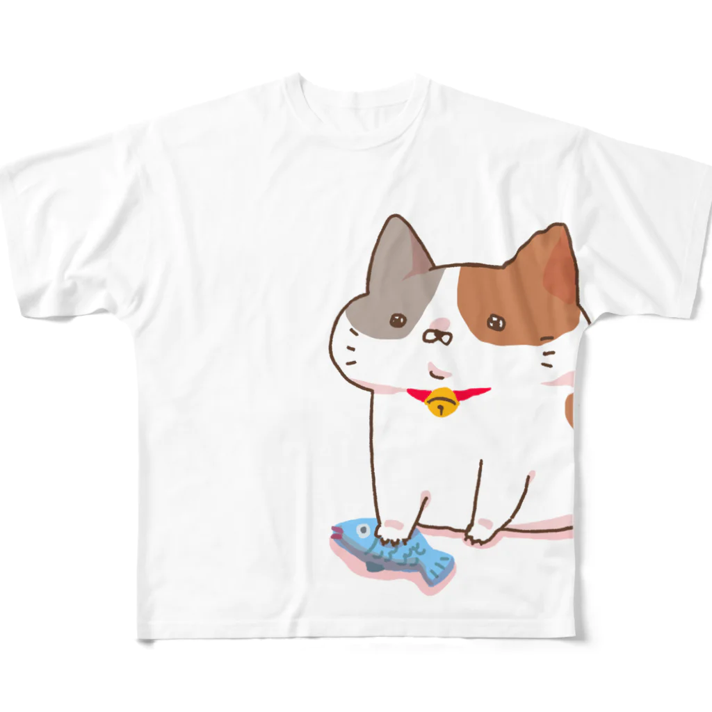 AmuAmu shopのお魚つかまえたねこ フルグラフィックTシャツ