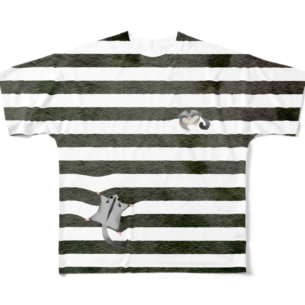 Sugar junkieのフクモモストライプ<black> All-Over Print T-Shirt