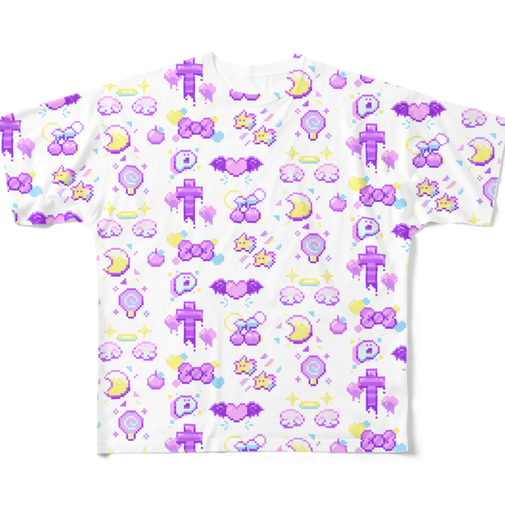 ヌンのファンシー8BITものぐらむ フルグラフィックTシャツ