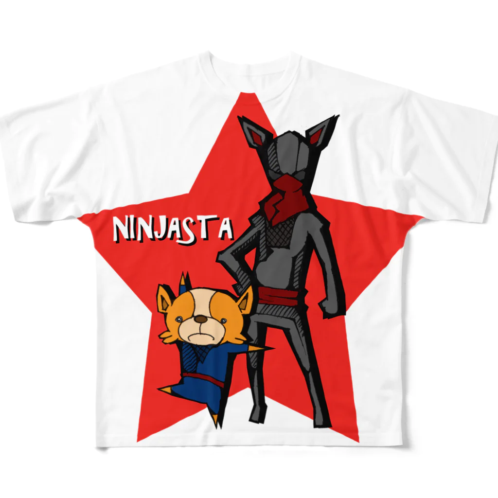 せぇ豆のニンジャスタ-レッドスター- フルグラフィックTシャツ