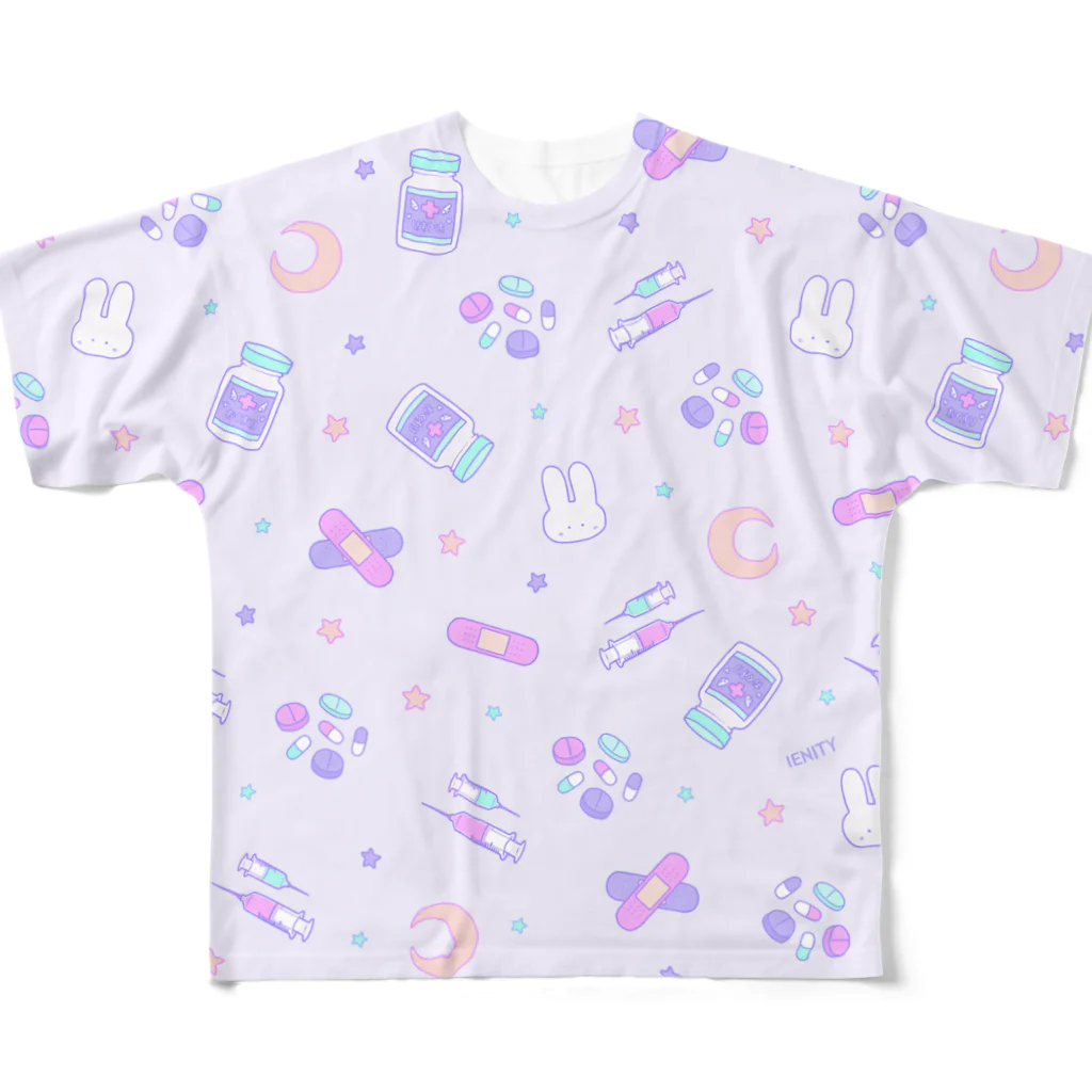 IENITY　/　MOON SIDEの【IENITY】 Yamikawaii Syndrome フルグラフィック #Purple All-Over Print T-Shirt