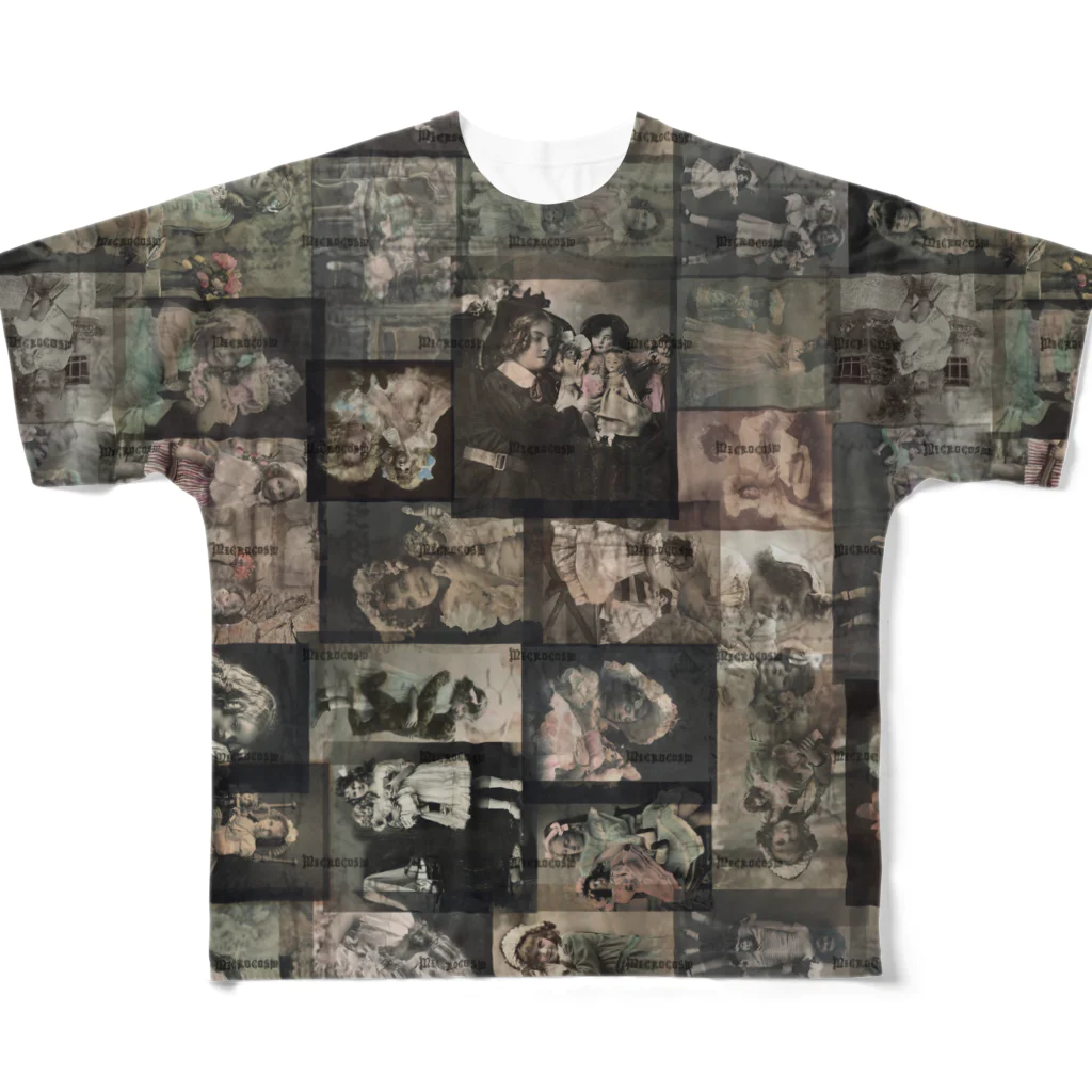 microcosm(マイクロコズム）の人形柄 All-Over Print T-Shirt