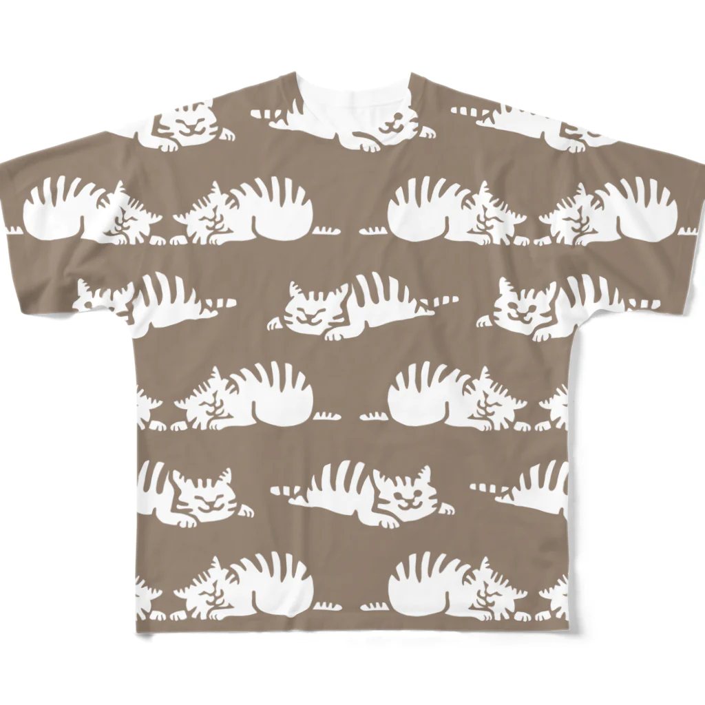 オガタミホのしましまマーチ　茶色 All-Over Print T-Shirt