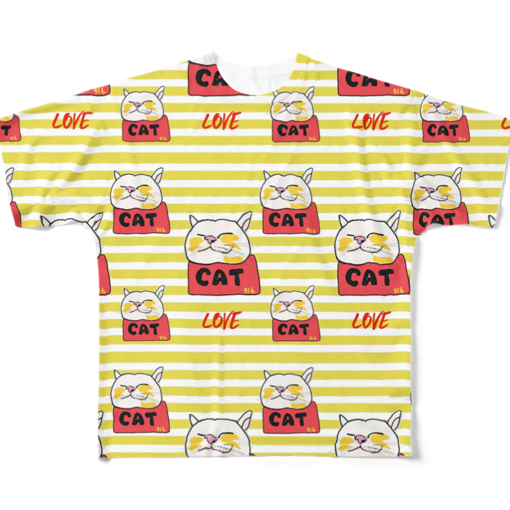 316(MIHIRO)のねこのリラックス 宙に舞う らぶ All-Over Print T-Shirt