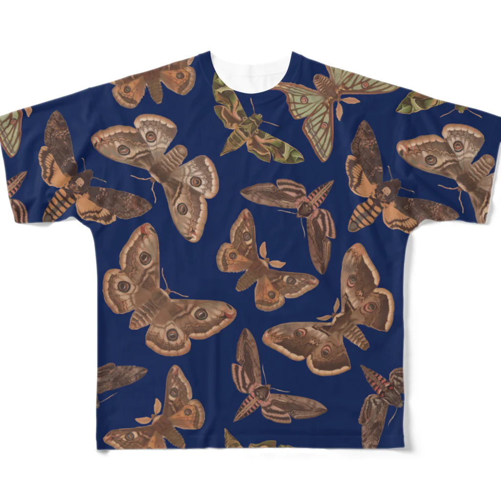 Create555ショップの欧州の蛾（青） フルグラフィックTシャツ