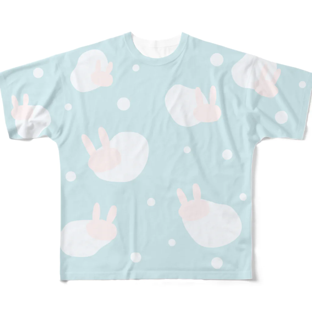 USAGI DESIGN -emi-のふんわりウサギドット フルグラフィックTシャツ