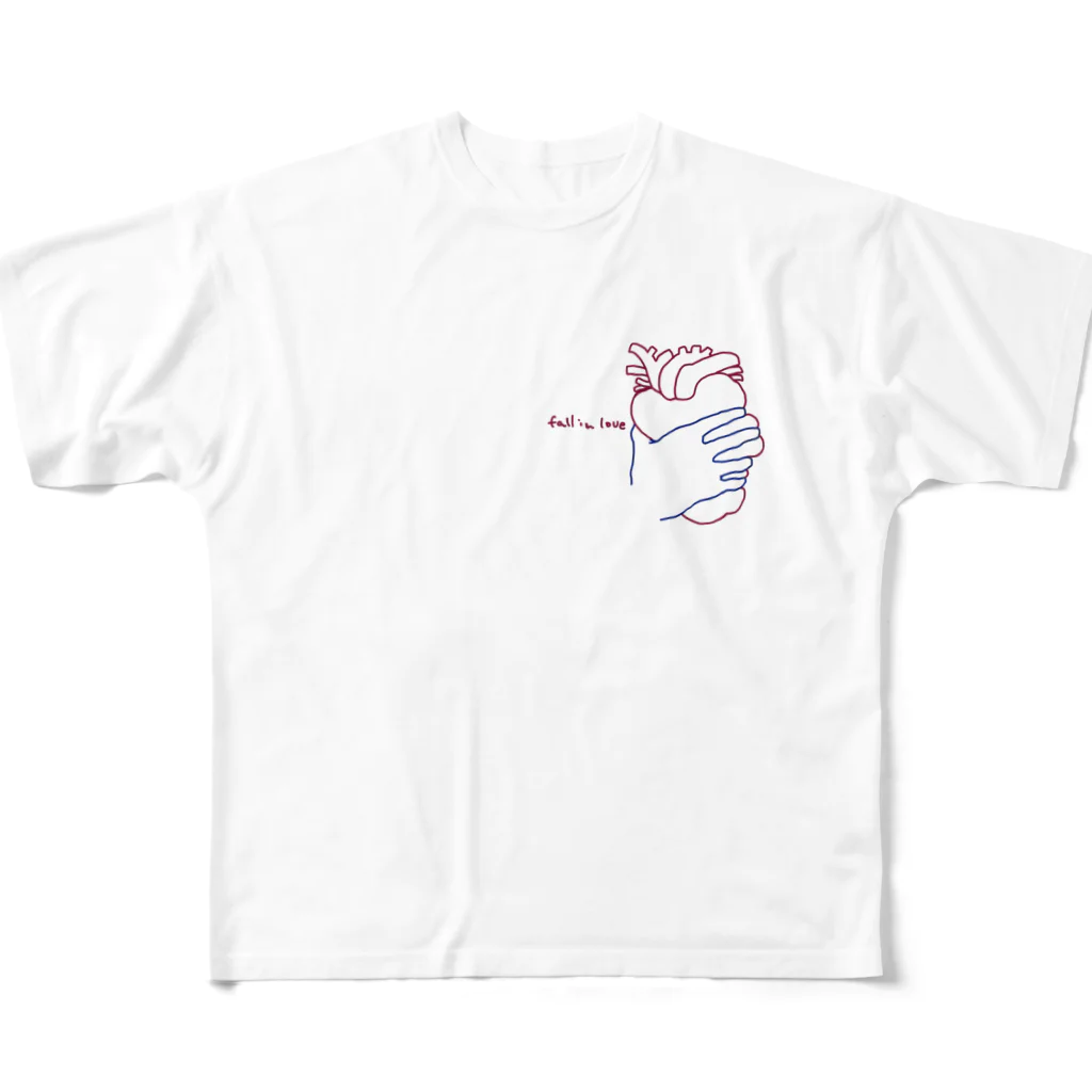 サクライのfall in love フルグラフィックTシャツ