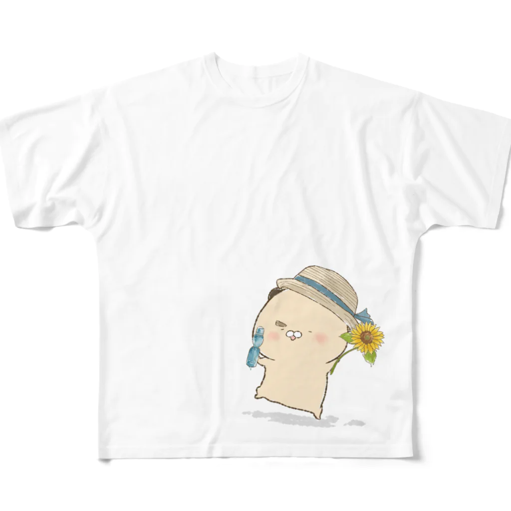 はむ汰の落書き Official Storeのゆずひこ　ひまわり(表面印刷のみ) All-Over Print T-Shirt