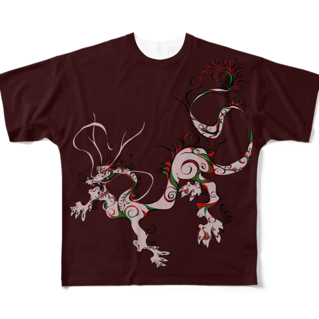 suparnaの龍　A　臙脂 All-Over Print T-Shirt