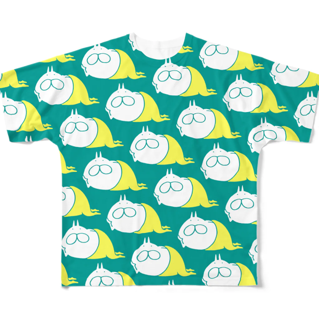 くらきち ONLINE SHOPのねこタイツ レモン All-Over Print T-Shirt