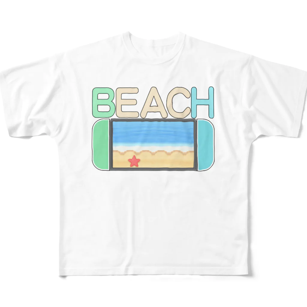 猿猫堂のあつ森BEACH フルグラフィックTシャツ