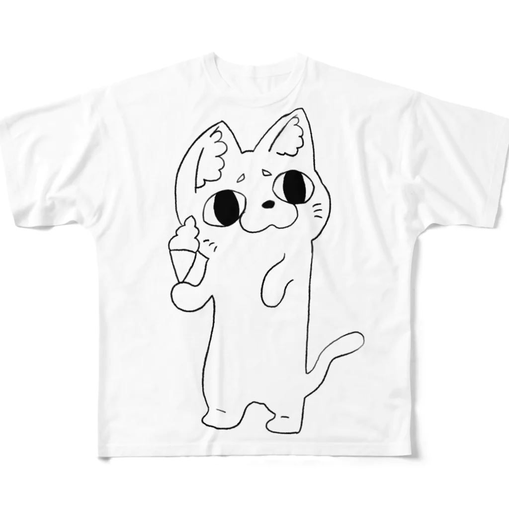 おみそしる工房のねこちゃん フルグラフィックTシャツ