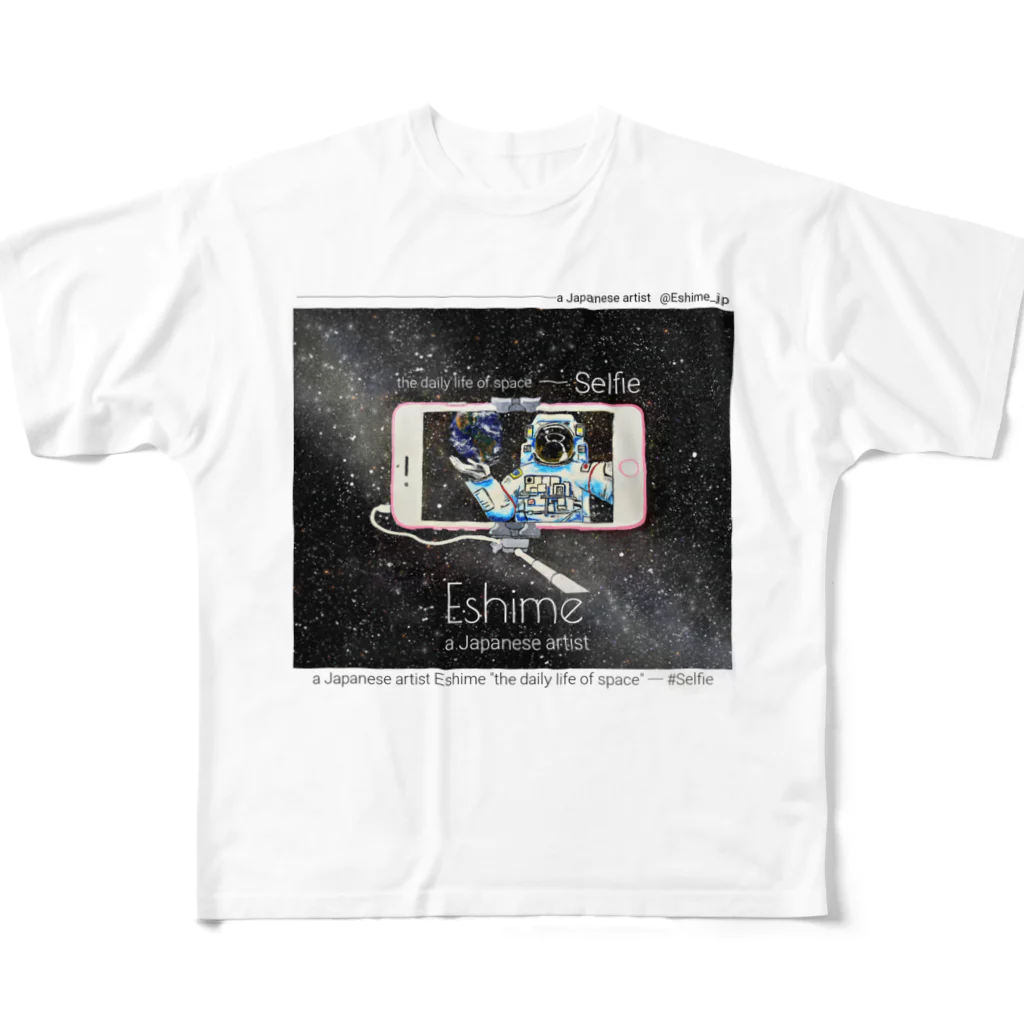 ゑ〆の白色ver 宇宙の日常シリーズ 自撮り All-Over Print T-Shirt