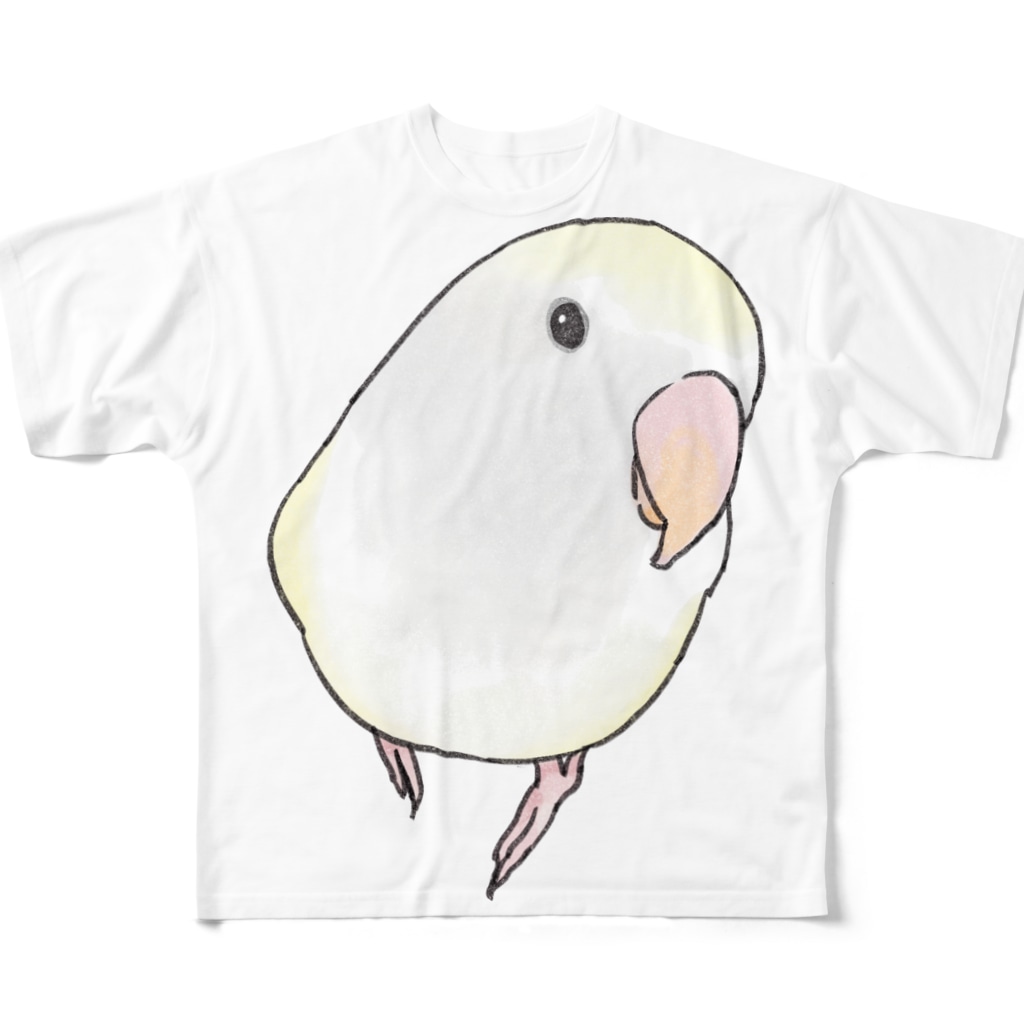 コザクラインコ バイオレットパイドちゃん まめるりはことり まめるりはことり Mamelurihakotori のフルグラフィックtシャツ通販 Suzuri スズリ