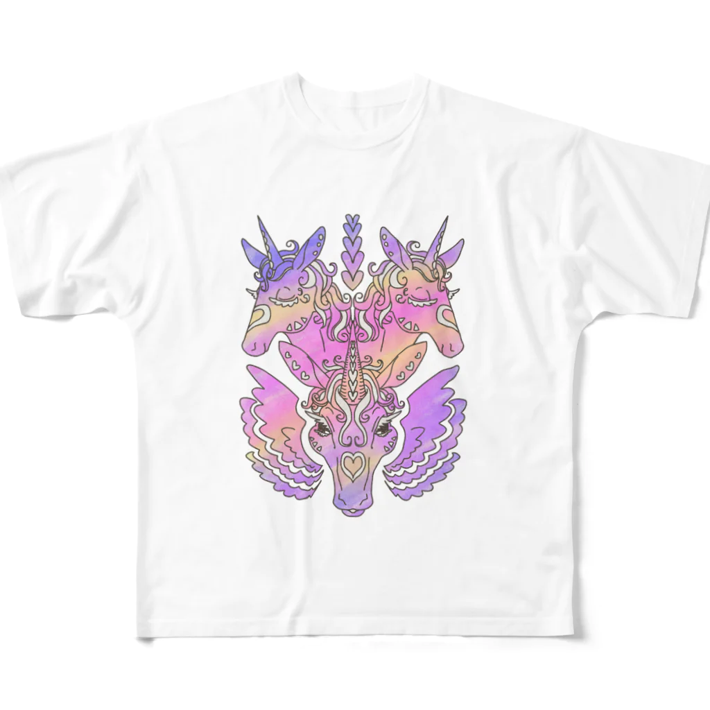 せきね まりののユメカワユニコーン🦄🌈 フルグラフィックTシャツ