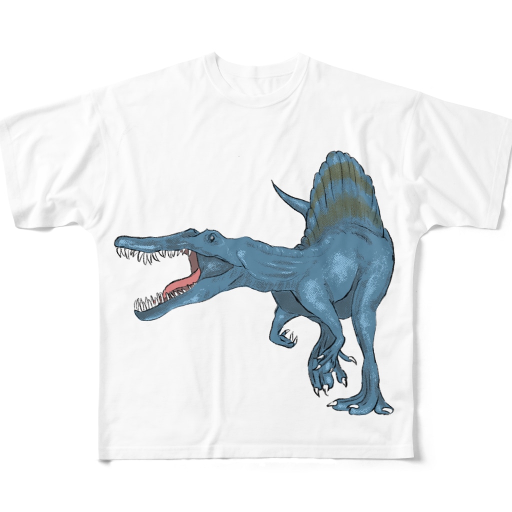 馬小屋のスピノサウルス All-Over Print T-Shirt