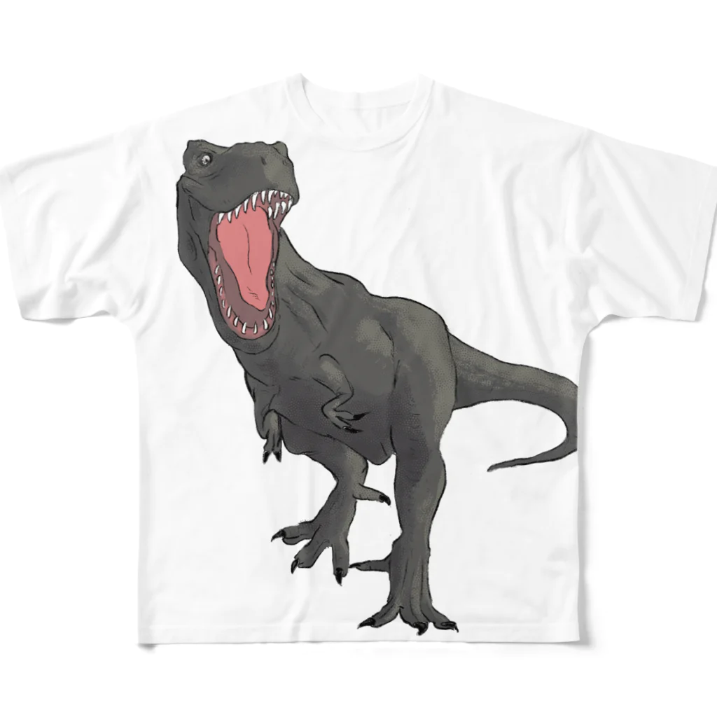 馬小屋のティラノサウルス　ブラウン All-Over Print T-Shirt