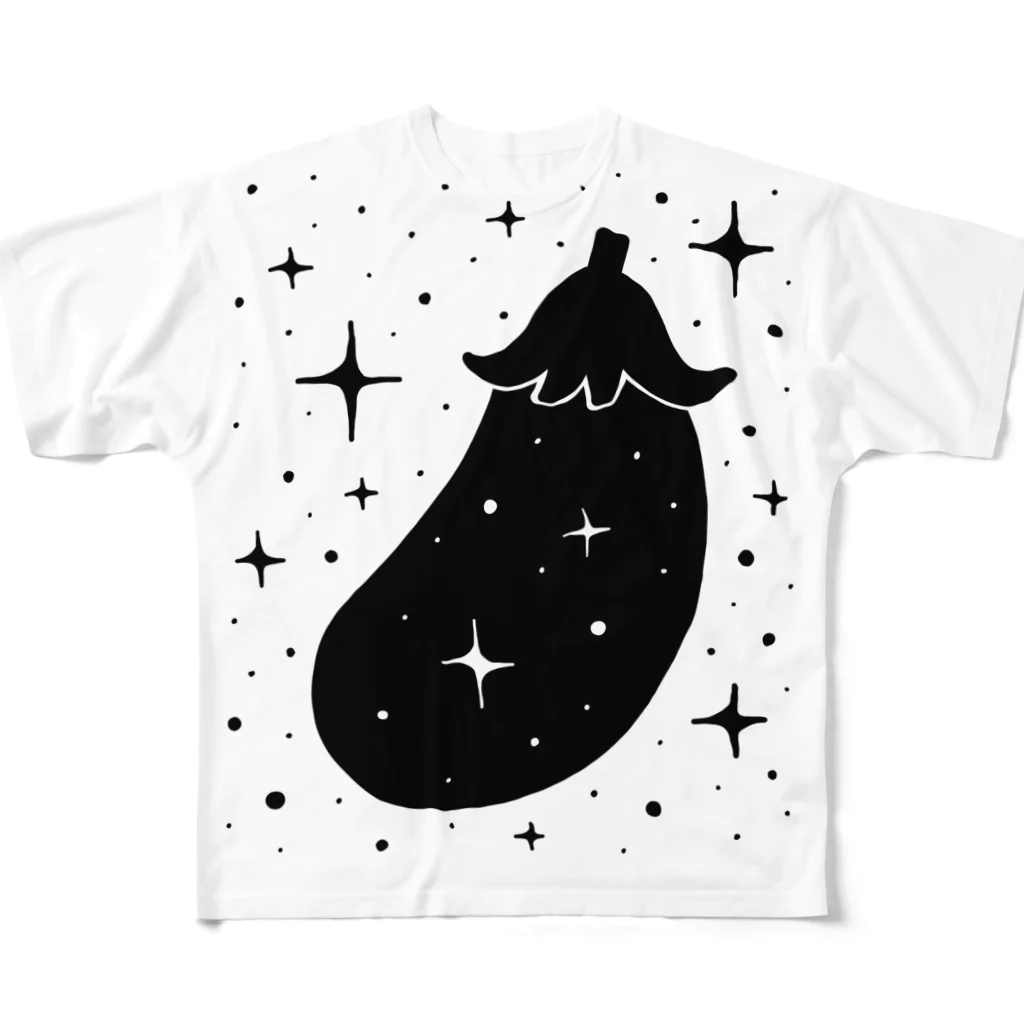 森と樅の富ます秋なす（白黒） All-Over Print T-Shirt