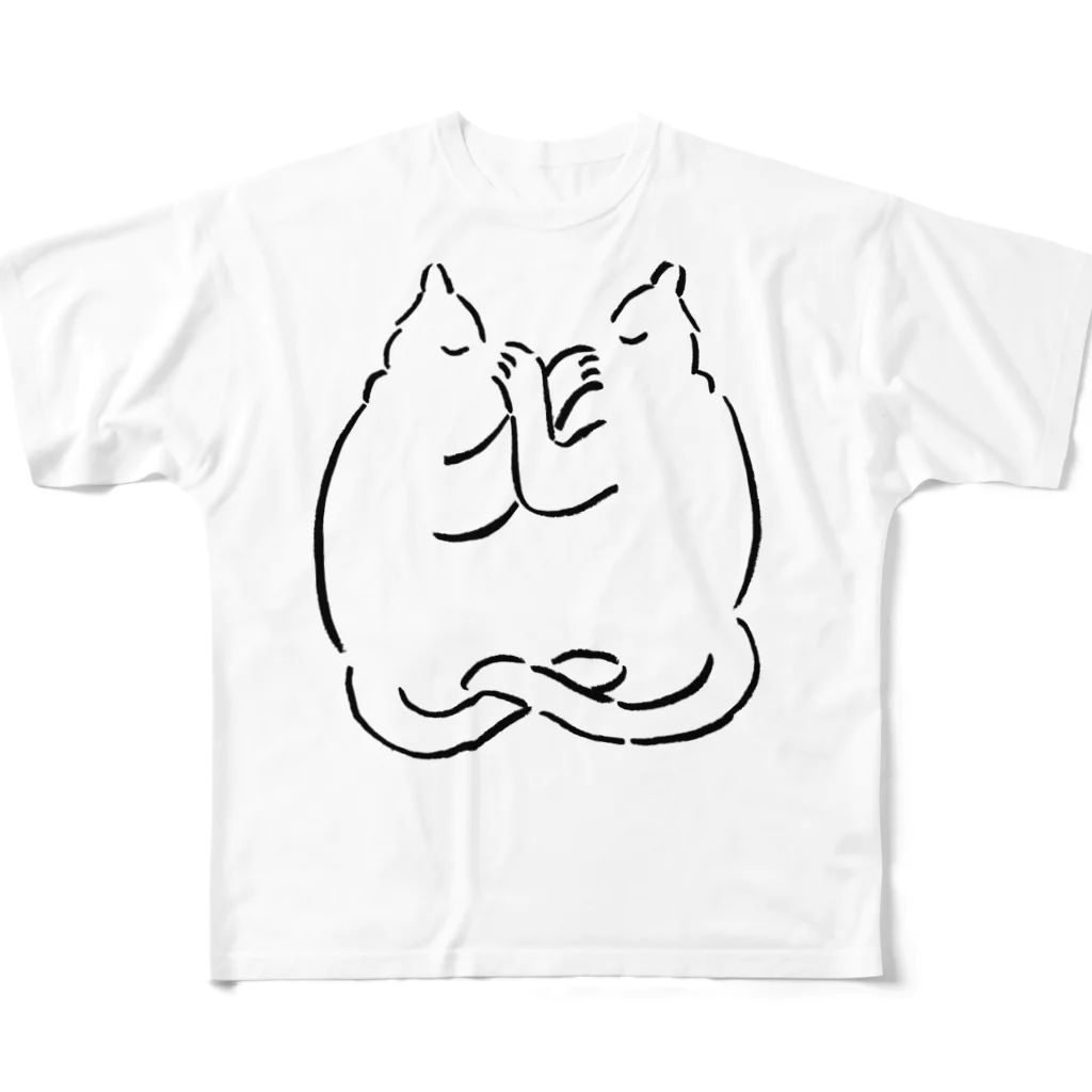 pater shopのluv cats フルグラフィックTシャツ