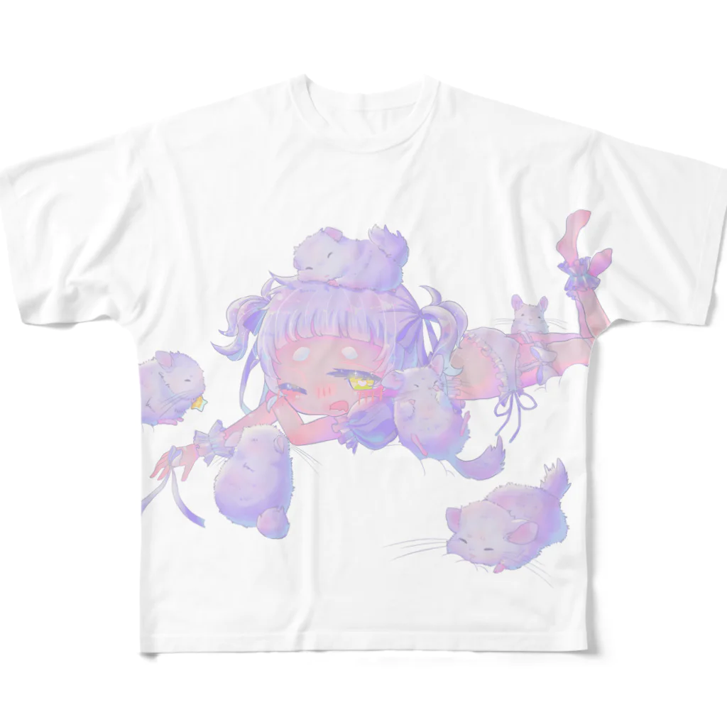 こうさぎ みょんたのチラモフ All-Over Print T-Shirt