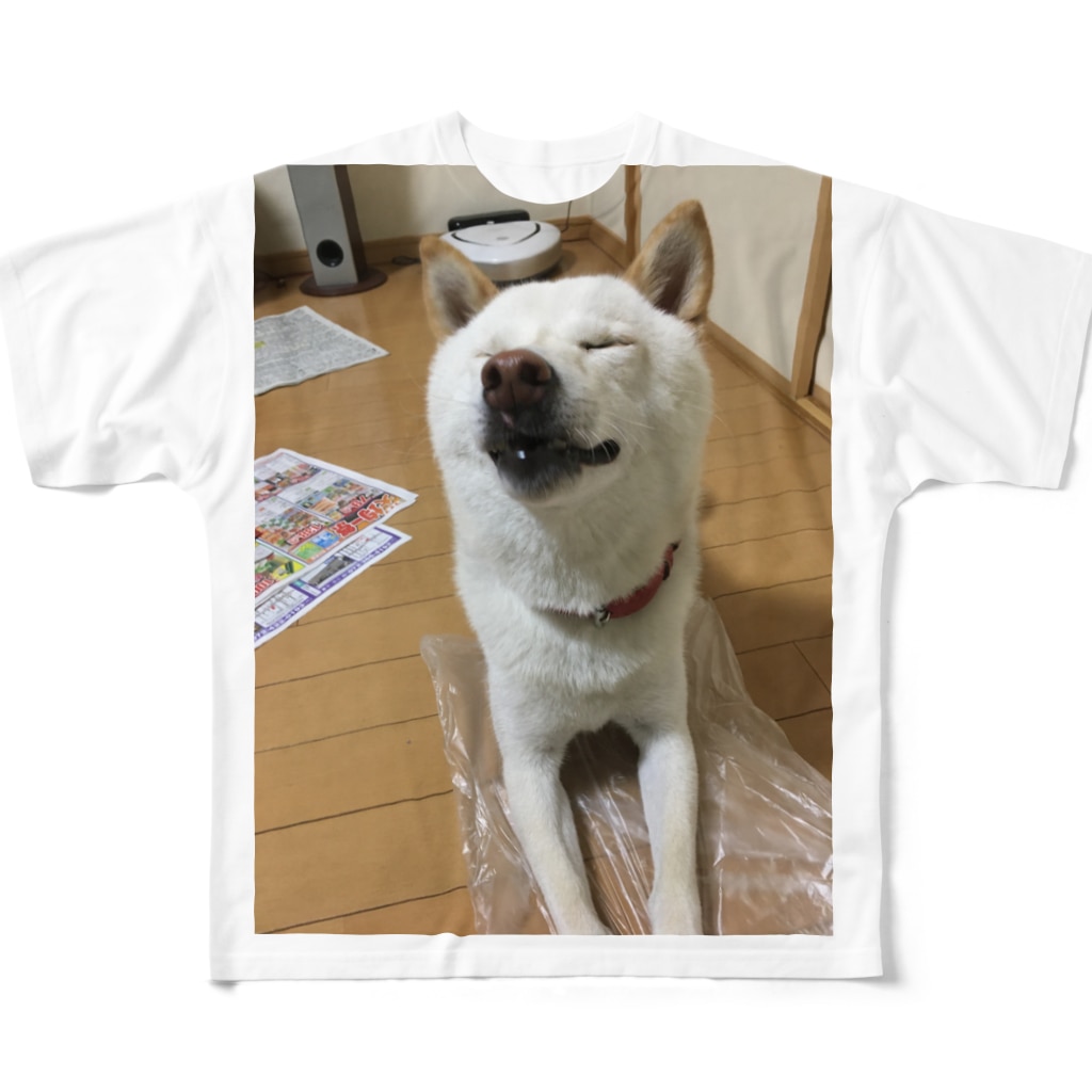 SAKAI-medakaのクシャミ2秒前　縄文しば犬ラッキーくん All-Over Print T-Shirt