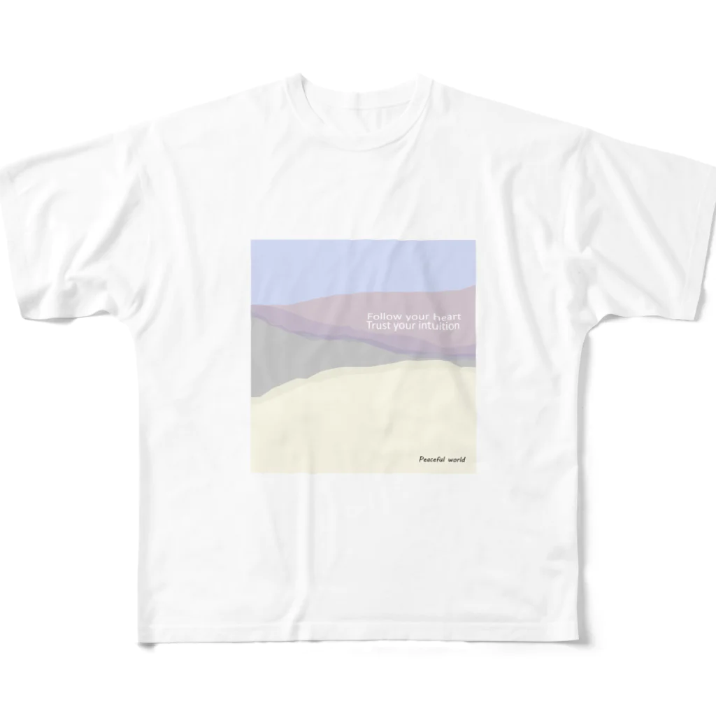 PeacefulworldのOcean -pink フルグラフィックTシャツ