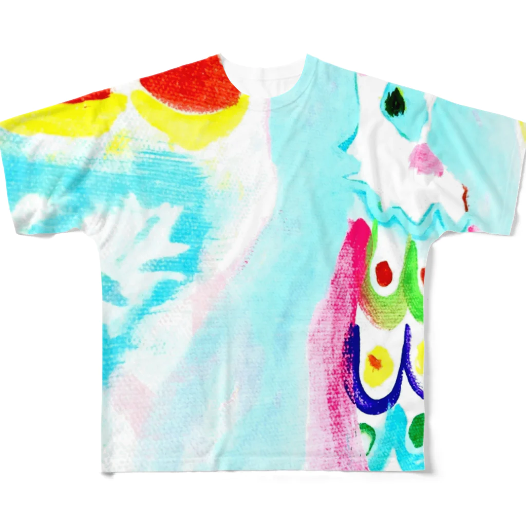 saya-djのパステルカラー　妖怪アマビエ姫 All-Over Print T-Shirt