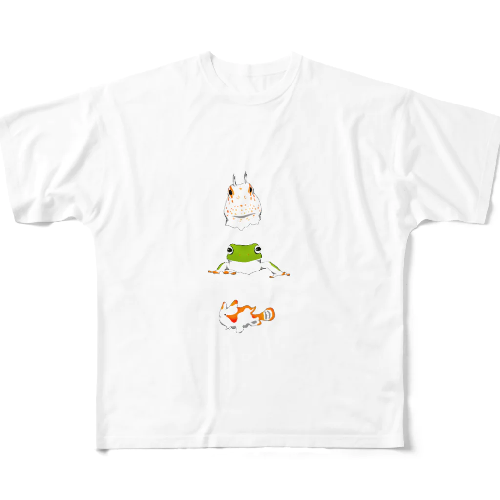 K′z SHOPのカエル三兄弟 フルグラフィックTシャツ