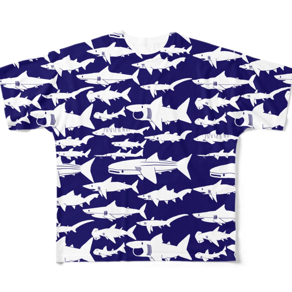 図鑑Tのスズリのサメいっぱい All-Over Print T-Shirt