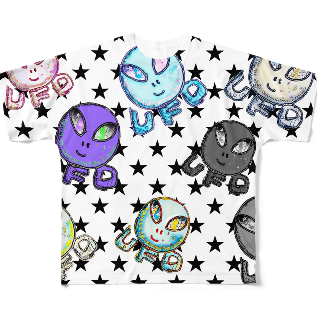 ZORUMEKIA あぞじぃーからの（zorumekia369）の宇宙人はすぐそばにいます🎵✨✨✨ All-Over Print T-Shirt