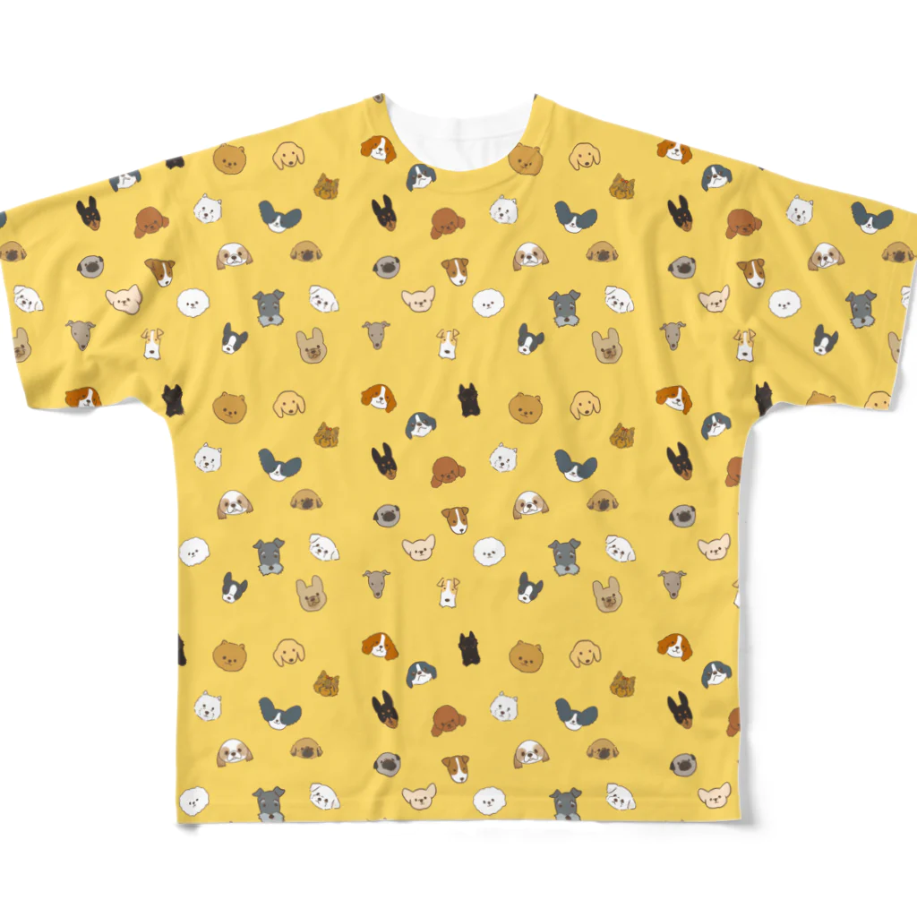 Chinagiのワンコがいっぱいイエロー（小型犬） All-Over Print T-Shirt