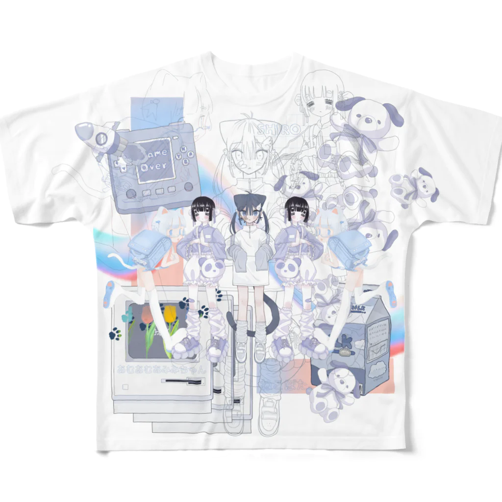 ねこぽた。のあみみちゃん・しろ・ねこぽた。 All-Over Print T-Shirt