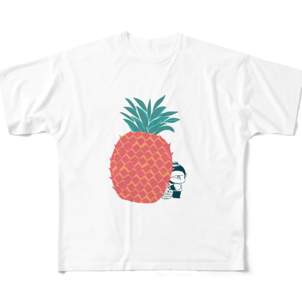 MINI BANANA ゴリラの親子のMINI BANANA パイナップル All-Over Print T-Shirt