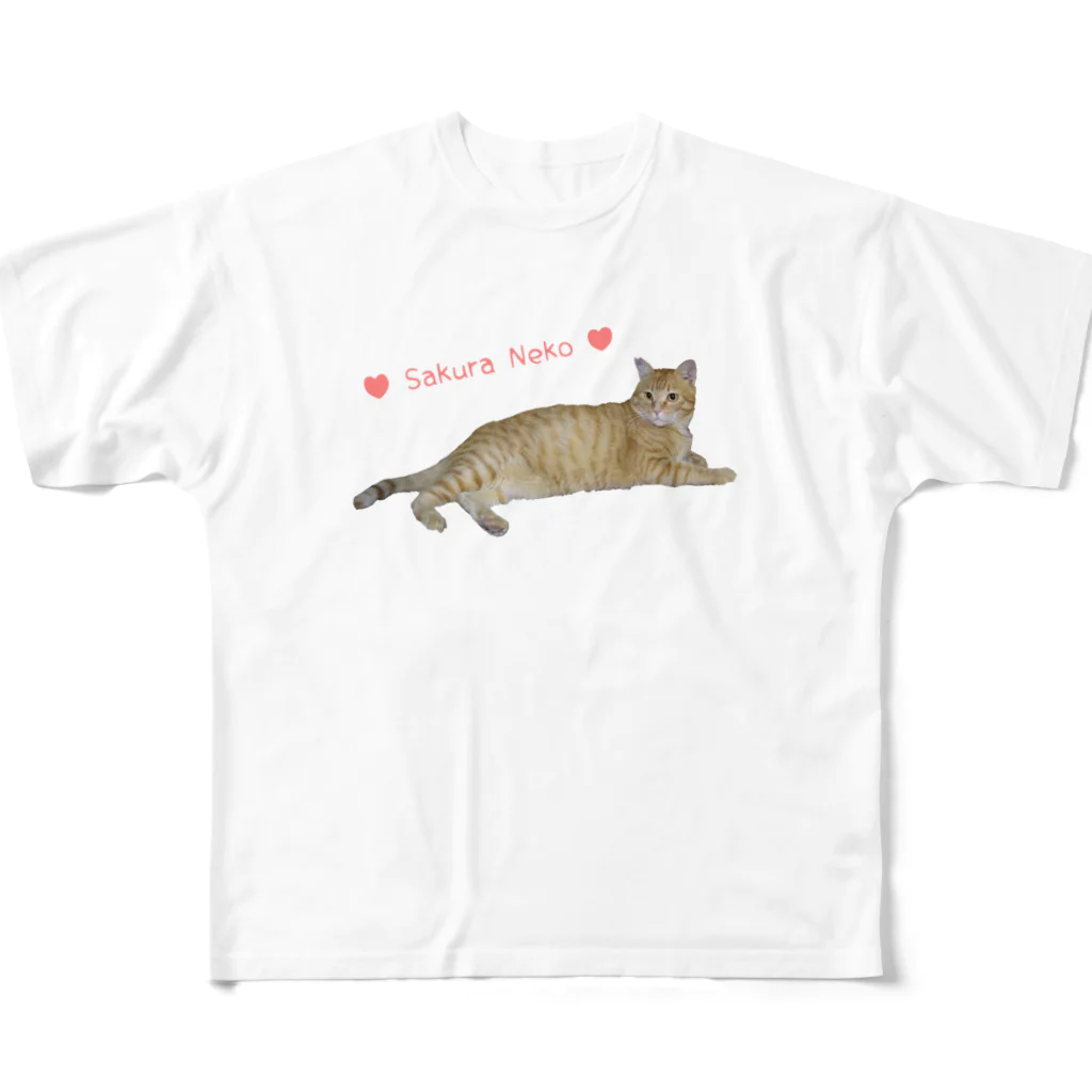 えみちーず（元野良と保護猫の為に🐾）のチャトラまったり🐾（さくら猫） フルグラフィックTシャツ