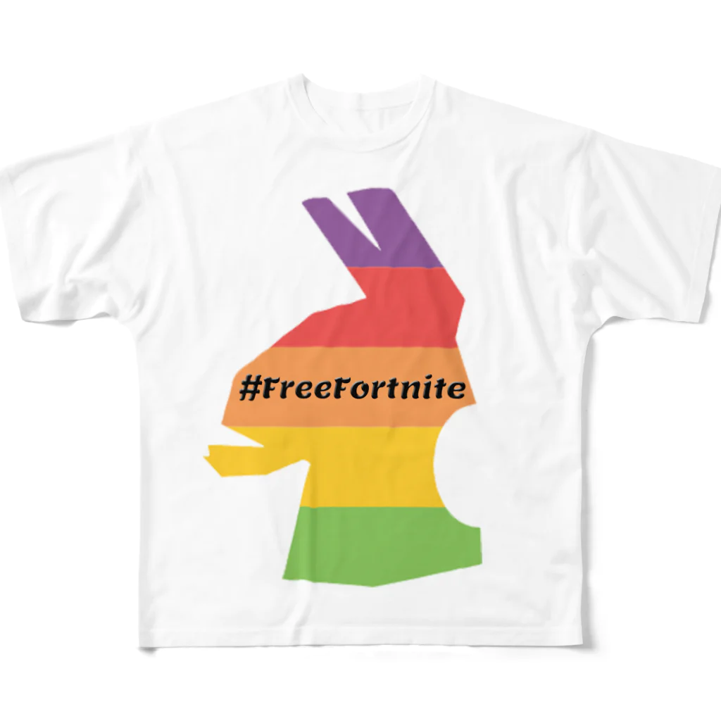 Cartoon☆style☆Fortniteの#FreeFortnite　フォートナイト【公式許可あり】ラマらま フルグラフィックTシャツ