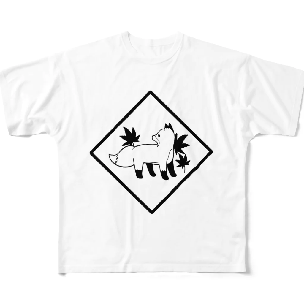 日々碌ストアのKEEPOUTの狐 All-Over Print T-Shirt