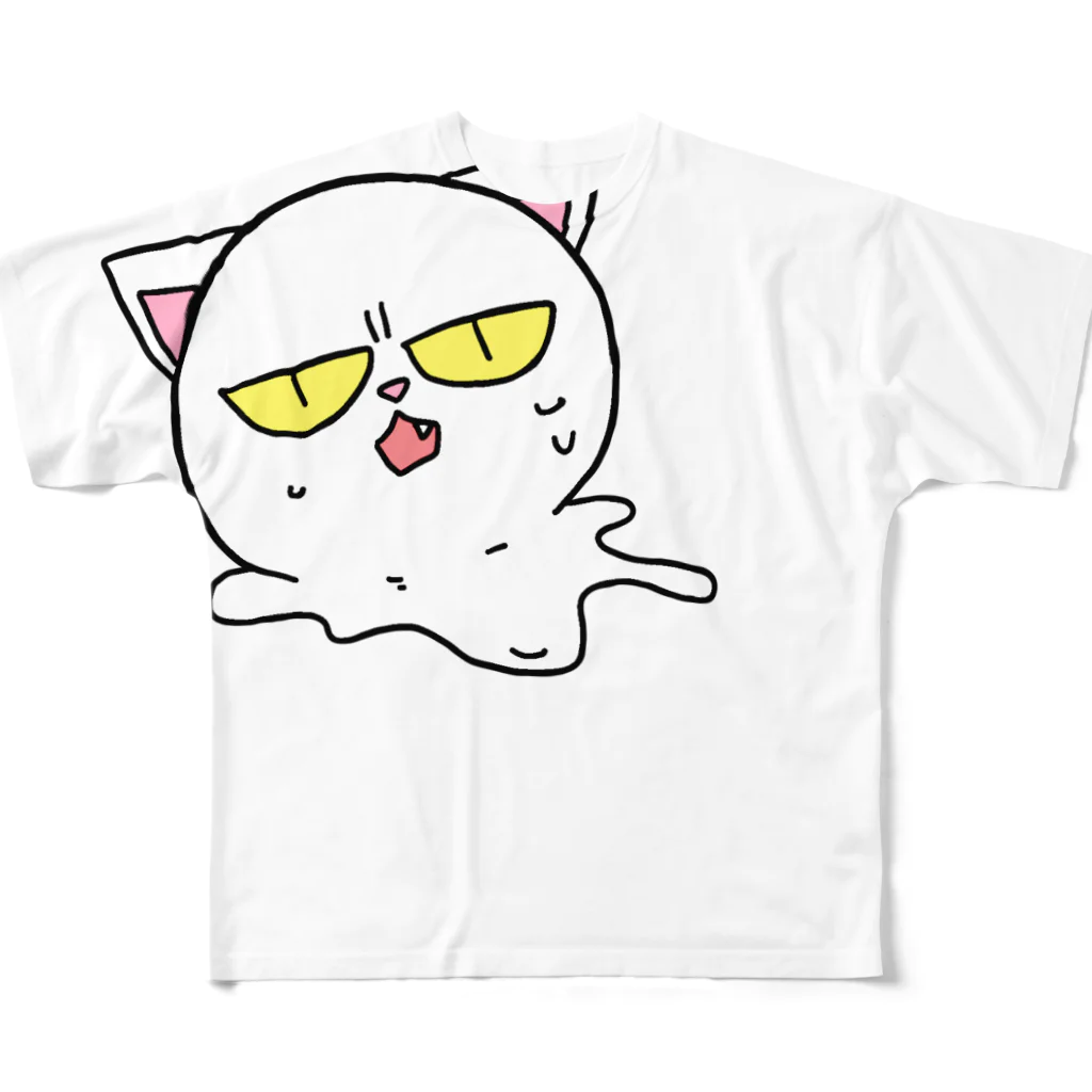 はちよんごのとけるしろねこ フルグラフィックTシャツ