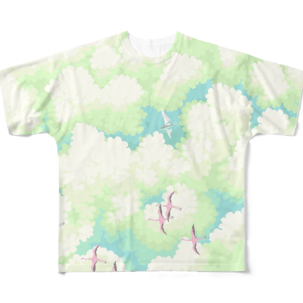 どっと屋のSailboat between clouds☁️⛵️🦩 フルグラフィックTシャツ